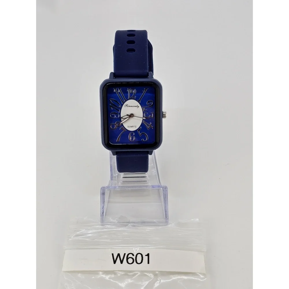 Women's Easy Read Tank Watch‎ 33MM Blue Dial Blue Plastic Bands NEW Battery